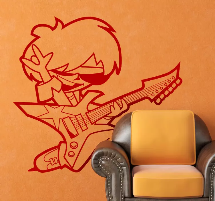 Vinilo infantil joven guitarrista - TenVinilo