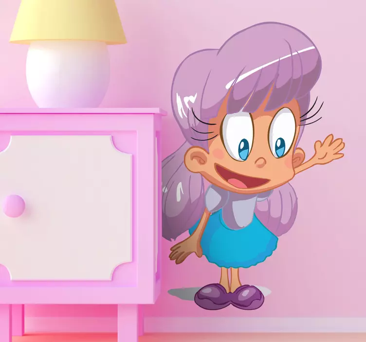 Vinilo infantil niña pelo lila - TenVinilo