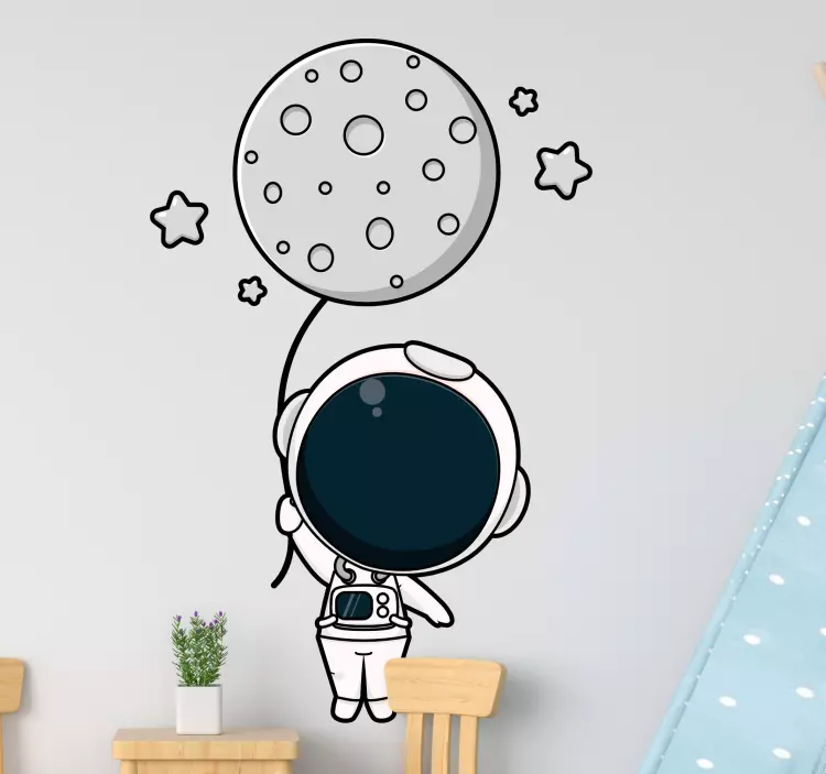 Vinilo infantil para pared astronauta con globo - TenVinilo