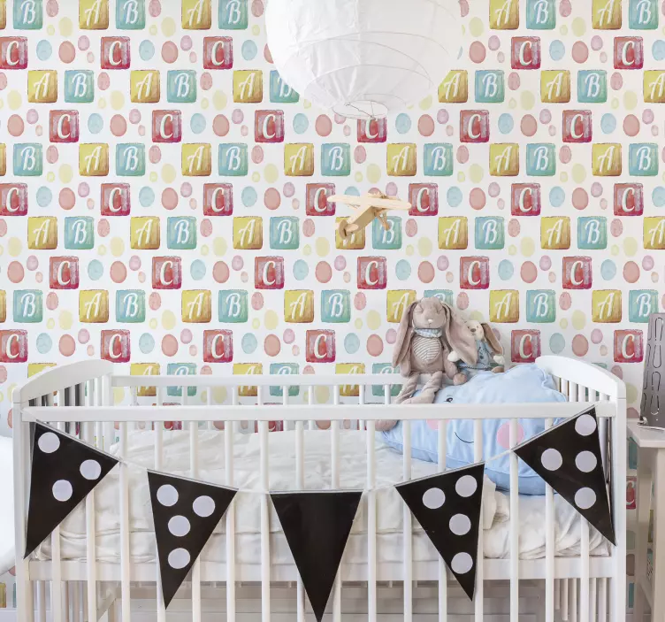 Vinilo infantil para pared bloques de alfabeto coloridos - TenVinilo