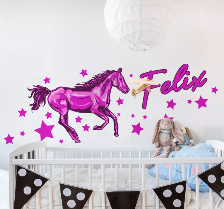 Vinilo infantil para pared caballo juguetón fantástico - TenVinilo