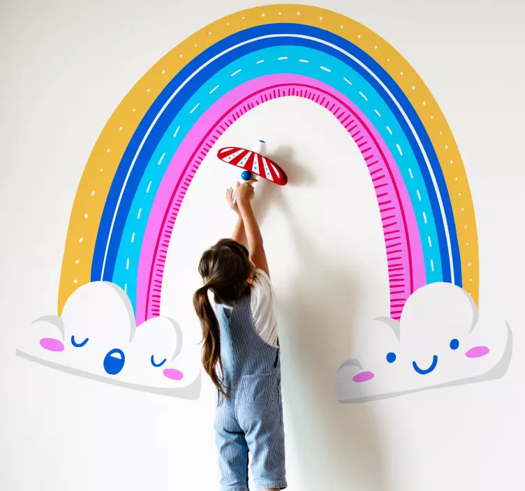 Vinilo infantil para pared cielos arcoíris vibrantes - TenVinilo