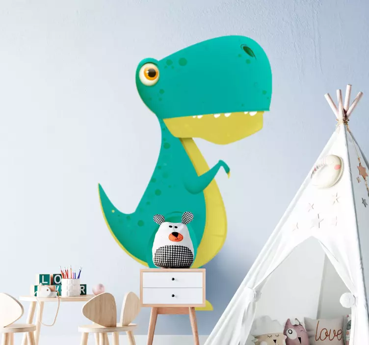 Vinilo infantil para pared dinosaurio juguetón - TenVinilo