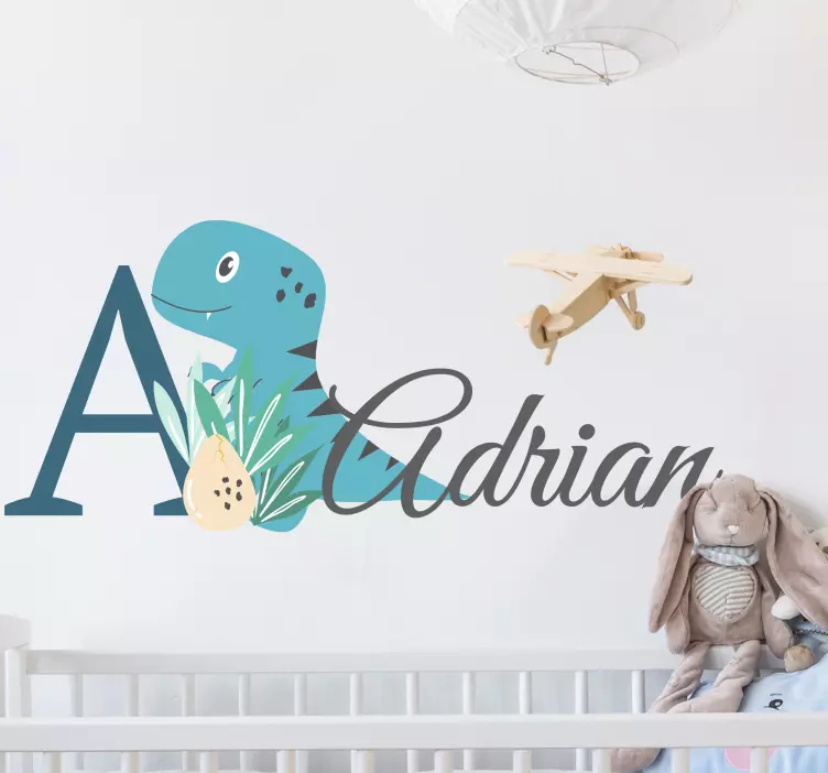 Vinilo infantil para pared dinosaurio personalizado - TenVinilo