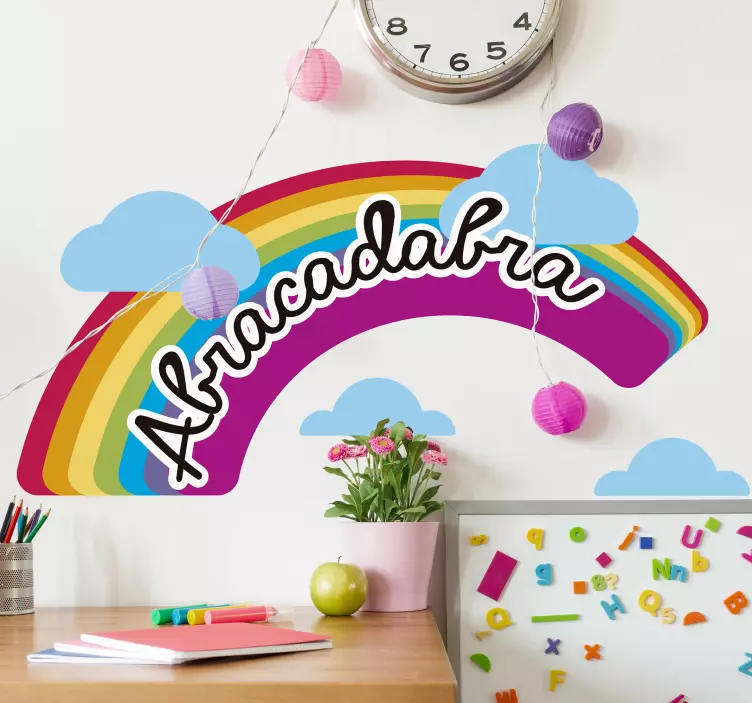 Vinilo infantil para pared diseño de arcoíris abracadabra - TenVinilo