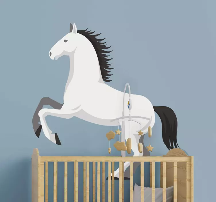 Vinilo infantil para pared figura de caballo relinchando - TenVinilo
