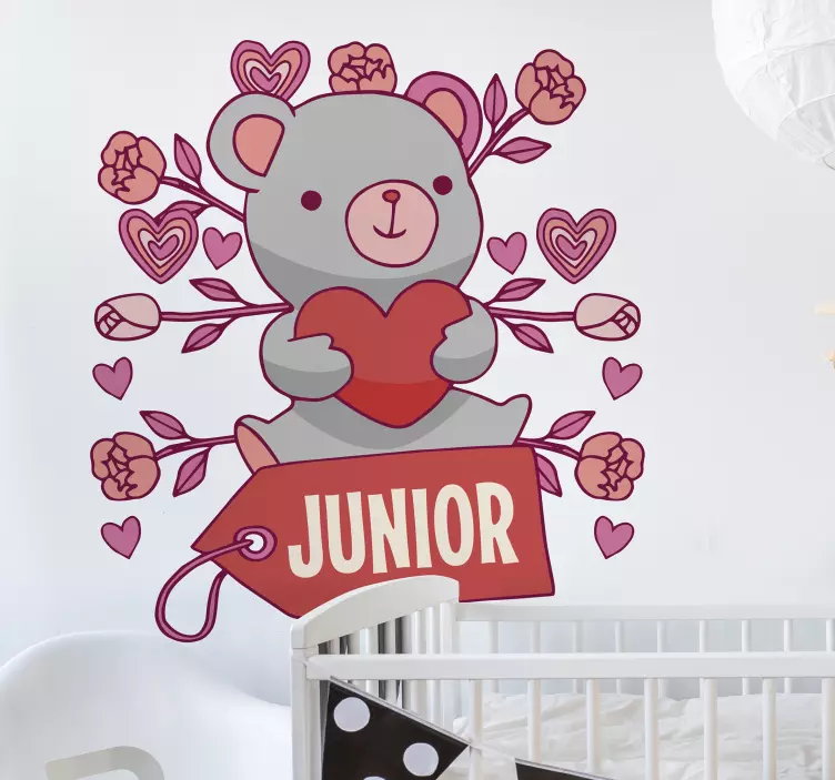 Vinilo infantil para pared lindo oso de corazón - TenVinilo