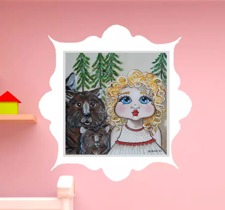 Vinilo infantil para pared niña y osos - TenVinilo