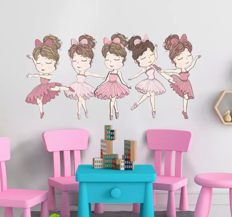 Vinilo infantil para pared niños bailarines de ballet - TenVinilo