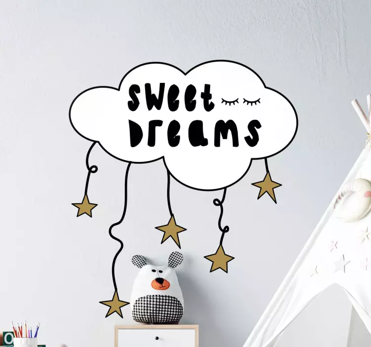Vinilo infantil para pared nube con estrellas - TenVinilo