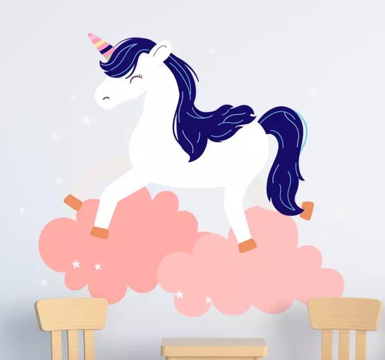 Vinilo infantil para pared nubes de unicornio caprichosas - TenVinilo