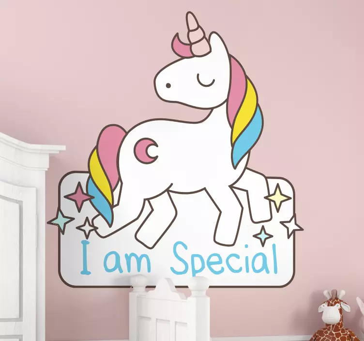Vinilo infantil para pared personaje de unicornio colorido - TenVinilo
