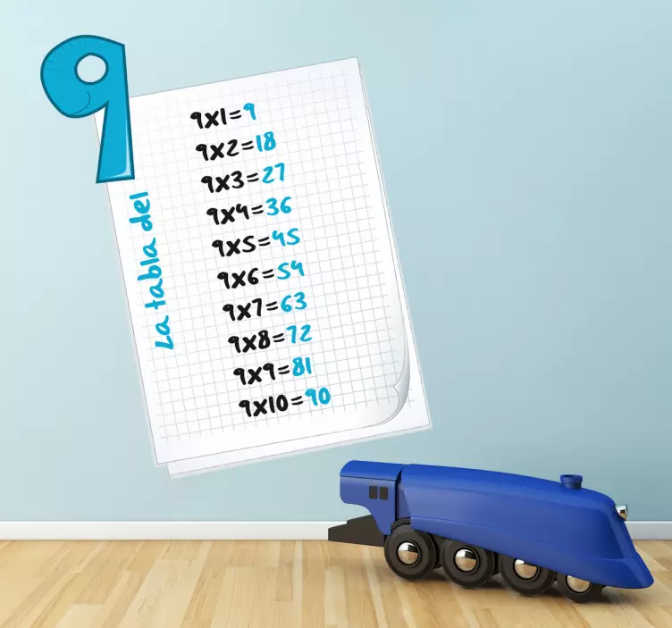Vinilo infantil tabla del nueve - TenVinilo