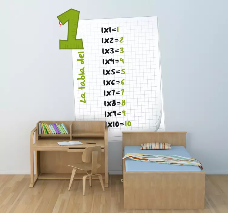 Vinilo infantil tabla multiplicar del uno - TenVinilo