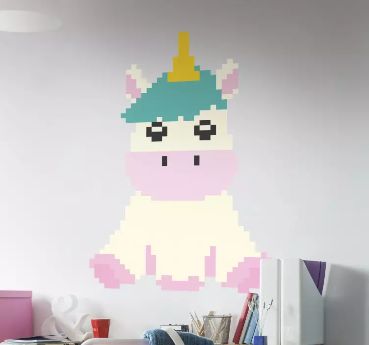 Vinilo infantil unicornio pixel art - TenVinilo