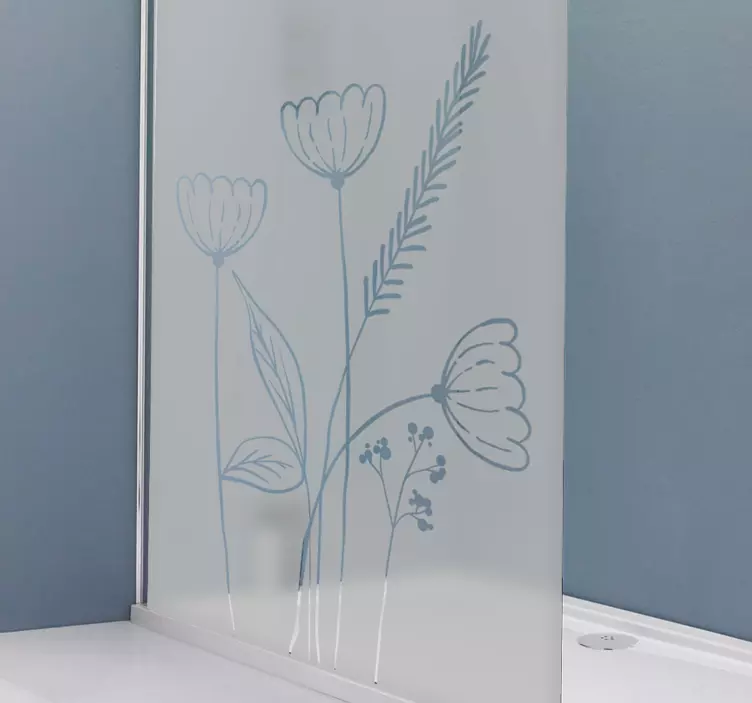 Vinilo mampara baño decoración con flores - TenVinilo