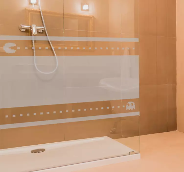 Vinilo mampara  ducha pacman - TenVinilo