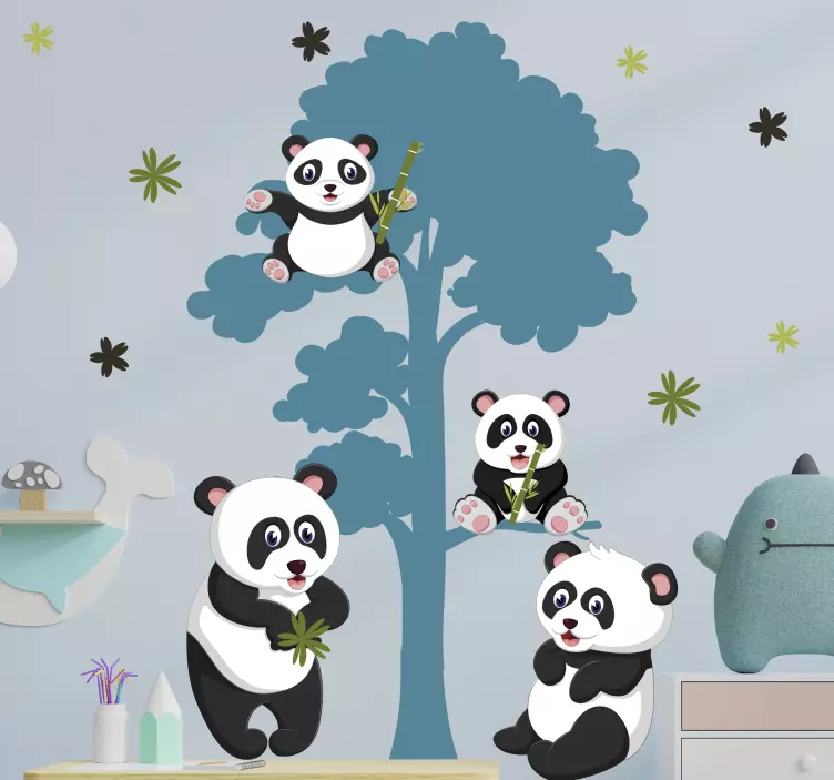 Vinilo mascota clan de pandas adorables - TenVinilo