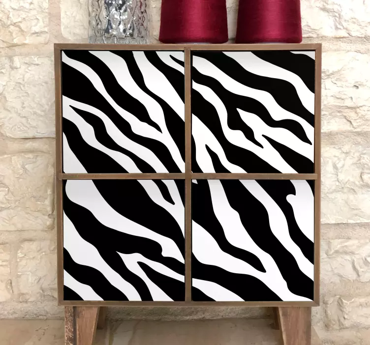 Vinilo para mueble Cebra animal print blanco y negro - TenVinilo