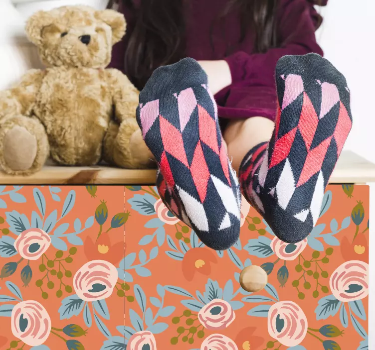 Vinilo para muebles flores naranja - TenVinilo