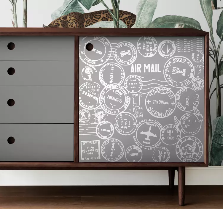 Vinilo para mueble Patrón de sello de viaje vintage - TenVinilo