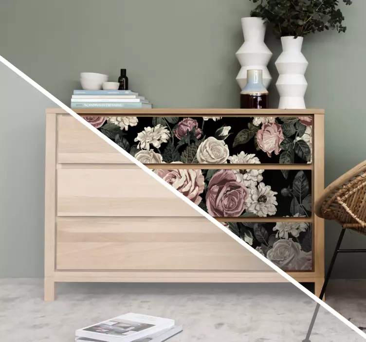 Vinilo para muebles patrón flores grandes - TenVinilo