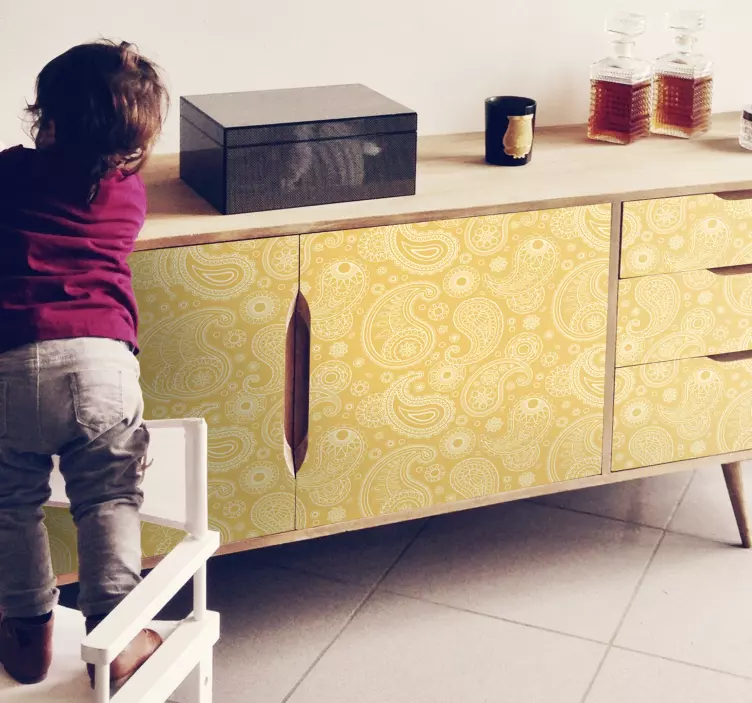 Vinilo para muebles paisley amarillo - TenVinilo