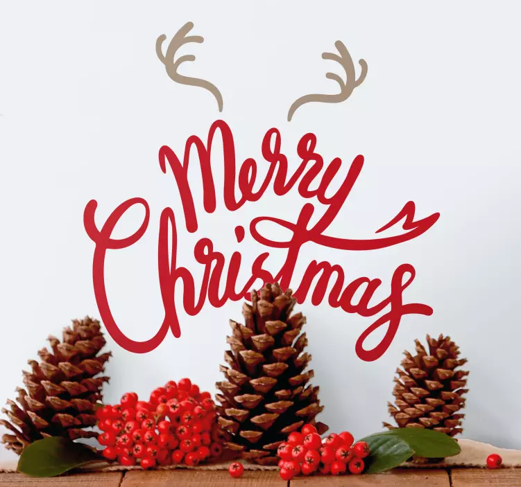 Vinilo navideño saludo festivo de reno - TenVinilo