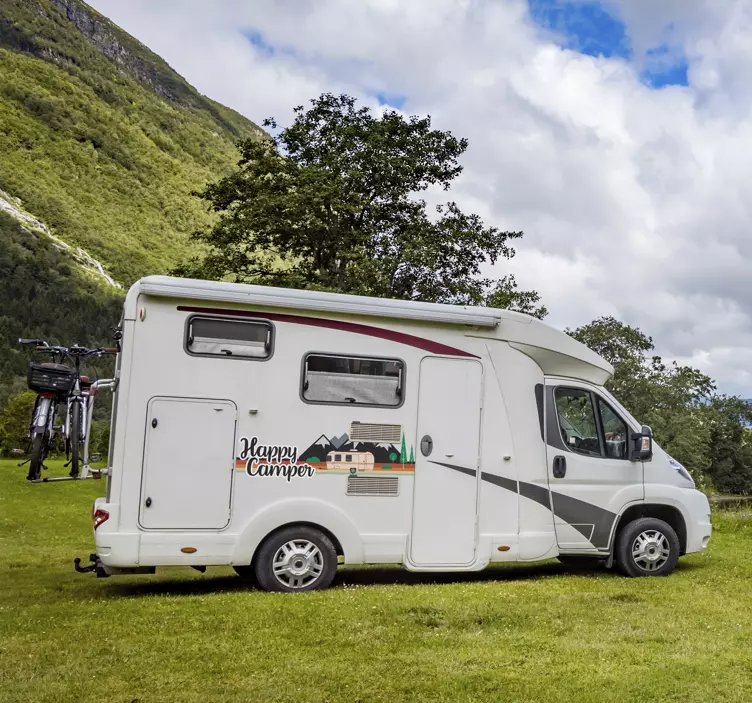 Vinilo para coche frase feliz campista  - TenVinilo