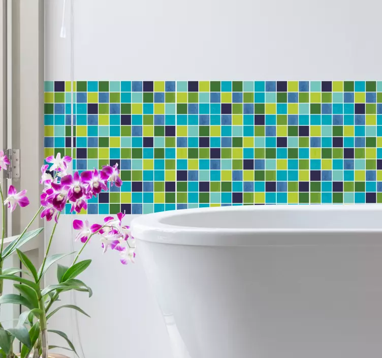 Cenefa adhesiva azulejos baño vintage - TenVinilo