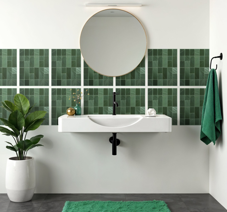 Vinilo para baño motivo de rectángulo verde claire - TenVinilo