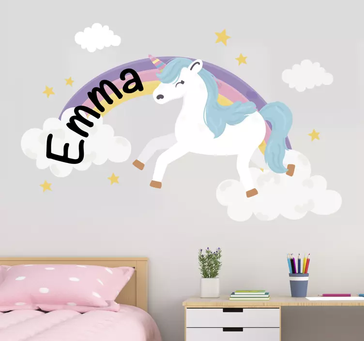 Vinilo infantil de unicornio personalizable - TenVinilo