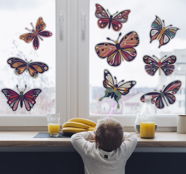 Vinilo infantil para ventana de mariposas - TenVinilo