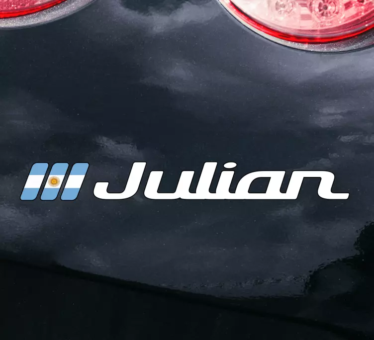 Pegatina para coche Bandera argentina con nombre personalizado - TenVinilo