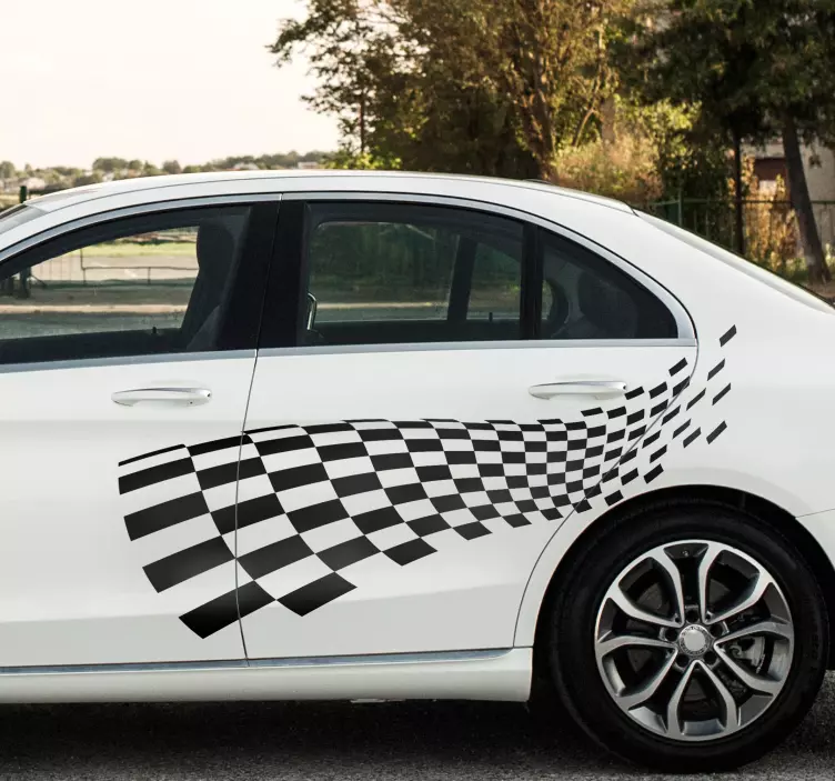 Pegatina para coche bandera de carreras - TenVinilo