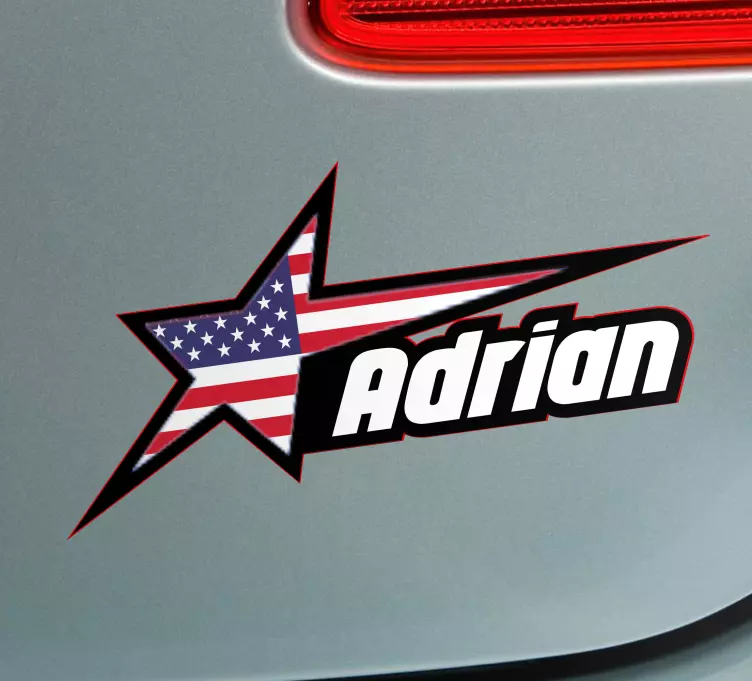 Pegatina para coche Bandera de estados unidos con estrella y nomb - TenVinilo