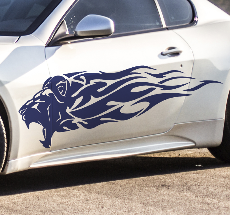 Vinilo coche león tribal con llama - TenVinilo