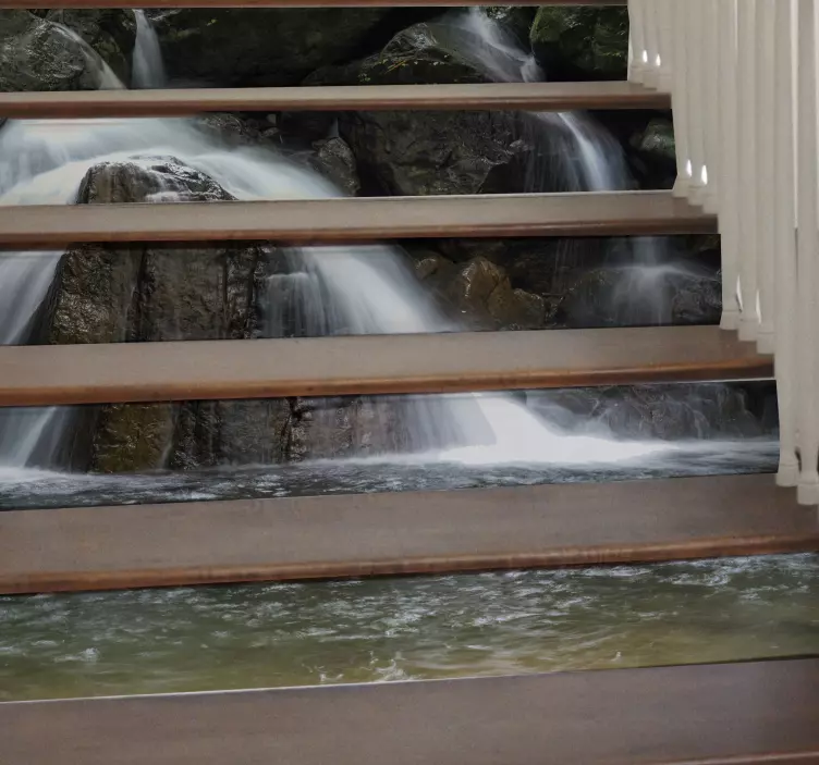 Vinilo para escalera cascada de agua - TenVinilo