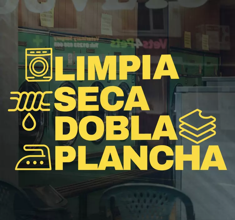 Vinilo escaparate Fases de la lavandería - TenVinilo