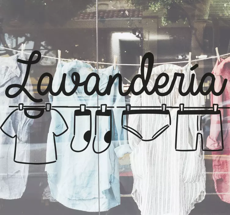 Vinilo escaparate Lavandería con ropa - TenVinilo