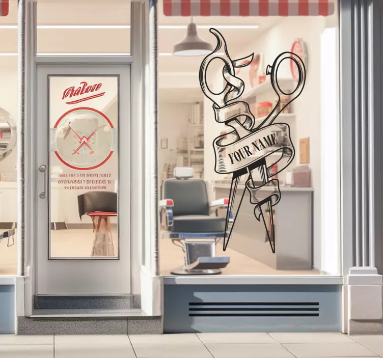 Vinilo escaparate logotipo de barbería personalizada - TenVinilo