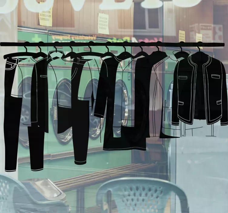 Vinilo escaparate Ropa monocolor colgando - TenVinilo