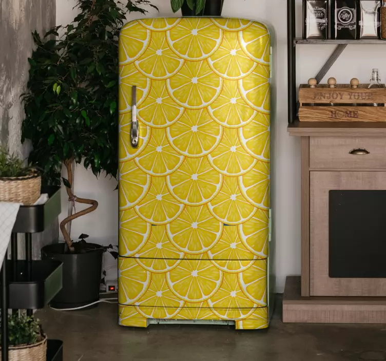 Vinilo para heladera concepto rodaja de limón - TenVinilo