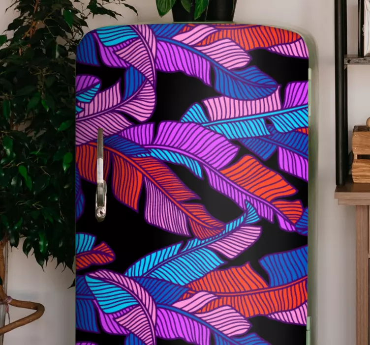 Vinilo para heladera motivo de hojas vibrantes - TenVinilo