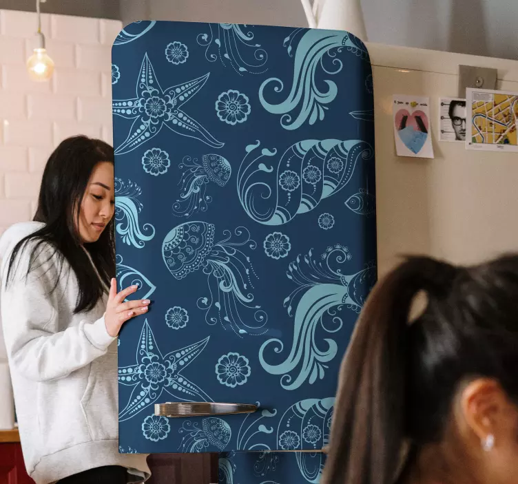 Vinilo para heladera vida marina oceánica - TenVinilo