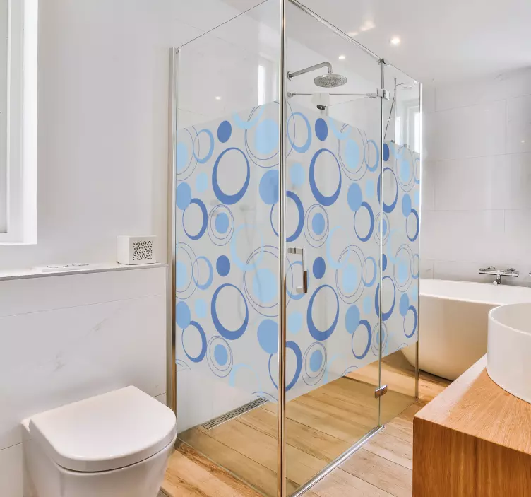 Vinilo mampara ducha burbujas azules mínimas - TenVinilo