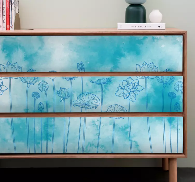 Vinilo para mueble elegante inspiración floral - TenVinilo