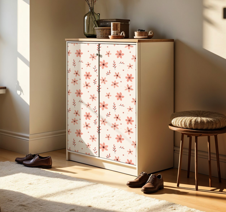 Vinilo para mueble flores beige - TenVinilo