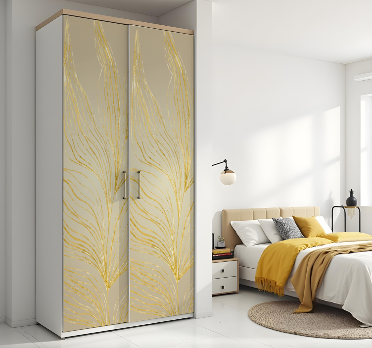 Vinilo para mueble gran hoja con efecto dorado - TenVinilo