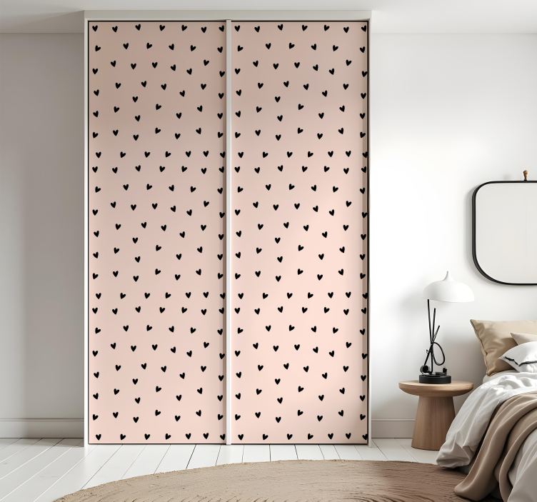 Vinilo para mueble patrón de corazón negro - TenVinilo